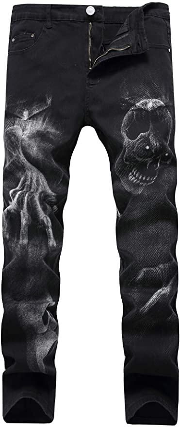 black jeans with skull imprint