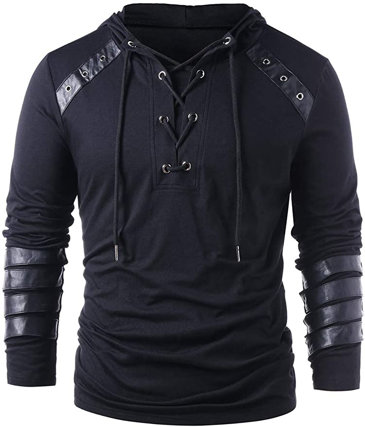 men black sweater lace up front