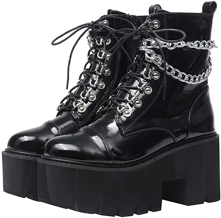 black womens gothic boots with chain