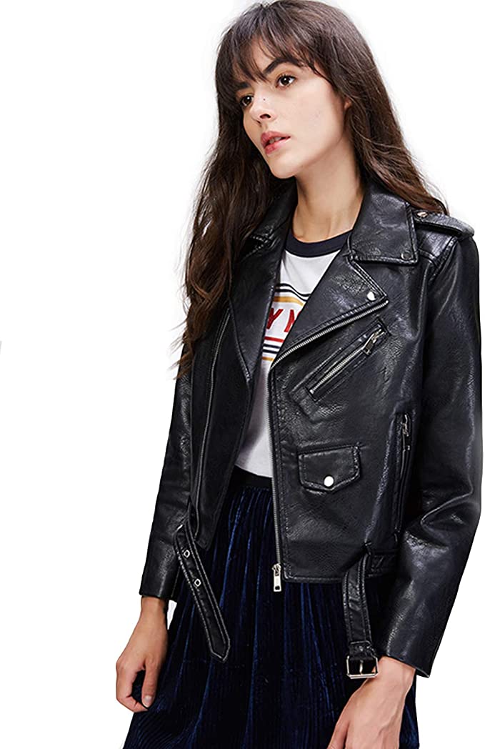 PU Leather Jacket with Belt